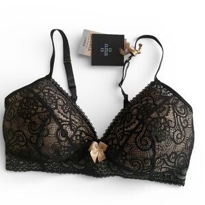 ana ono Gloria wire free Black Lace Bralette . New with inserts size L
